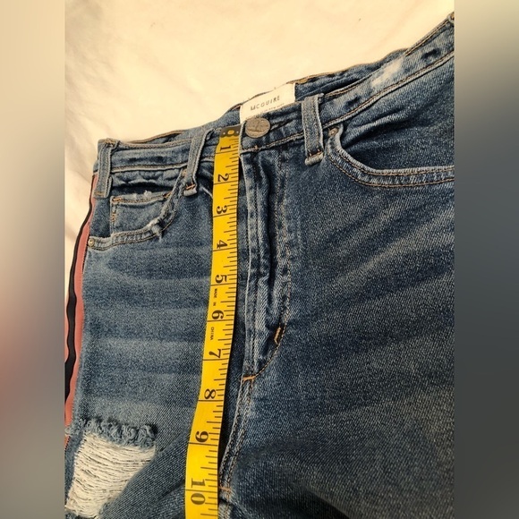 McGuire Damn Fine High Rise Side Striped Cropped Raw Hem Jeans 246D Size 27 - Picture 11 of 16